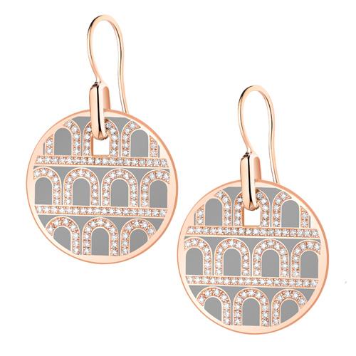 L'Arc de DAVIDOR Pendant Earring GM, 18k Rose Gold with Lacquered Ceramic and Palais Diamonds - DAVIDOR