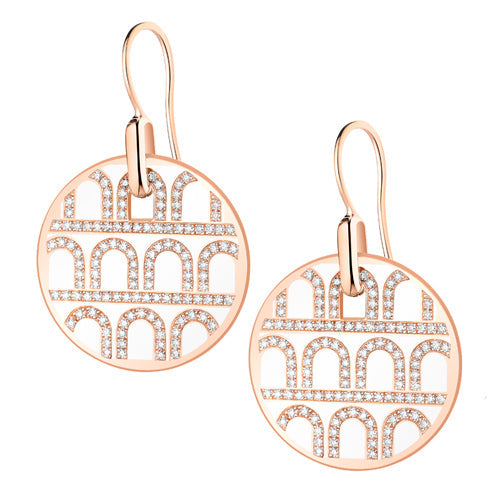 L'Arc de DAVIDOR Pendant Earring GM, 18k Rose Gold with Lacquered Ceramic and Palais Diamonds - DAVIDOR