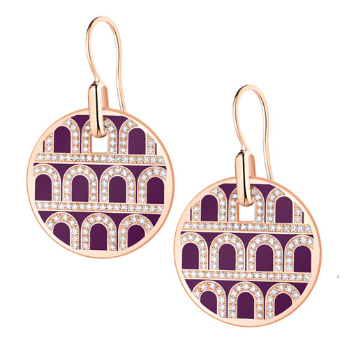 L'Arc de DAVIDOR Pendant Earring GM, 18k Rose Gold with Lacquered Ceramic and Palais Diamonds - DAVIDOR