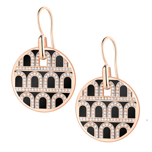 L'Arc de DAVIDOR Pendant Earring GM, 18k Rose Gold with Lacquered Ceramic and Palais Diamonds - DAVIDOR