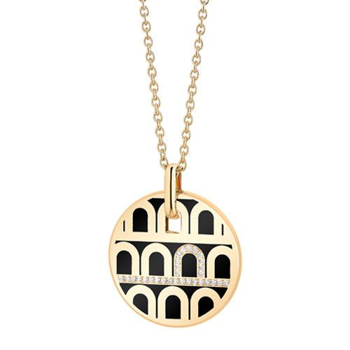 L'Arc de DAVIDOR Pendant GM, 18k Yellow Gold with Lacquered Ceramic and Porta Diamonds - DAVIDOR