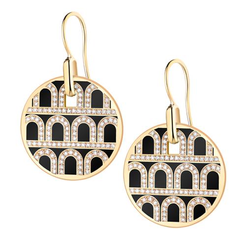 L'Arc de DAVIDOR Pendant Earring GM, 18k Yellow Gold with Lacquered Ceramic and Palais Diamonds - DAVIDOR