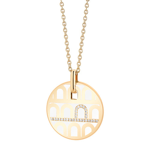 L'Arc de DAVIDOR Pendant GM, 18k Yellow Gold with Lacquered Ceramic and Porta Diamonds - DAVIDOR