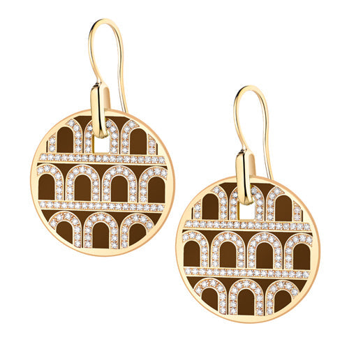 L'Arc de DAVIDOR Pendant Earring GM, 18k Yellow Gold with Lacquered Ceramic and Palais Diamonds - DAVIDOR