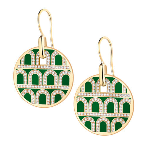 L'Arc de DAVIDOR Pendant Earring GM, 18k Yellow Gold with Lacquered Ceramic and Palais Diamonds - DAVIDOR