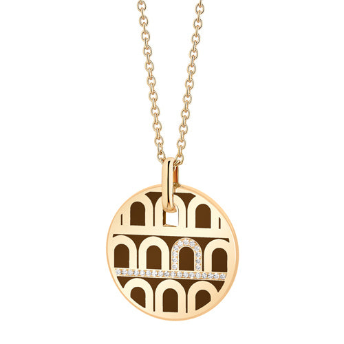 L'Arc de DAVIDOR Pendant GM, 18k Yellow Gold with Lacquered Ceramic and Porta Diamonds - DAVIDOR