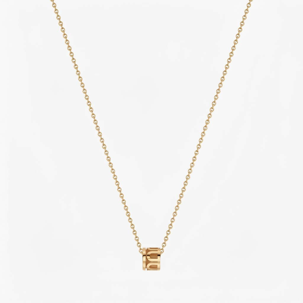 L'Arc de DAVIDOR Necklace with 1 Mini Bead, 18k Yellow Gold with Satin Finish - DAVIDOR