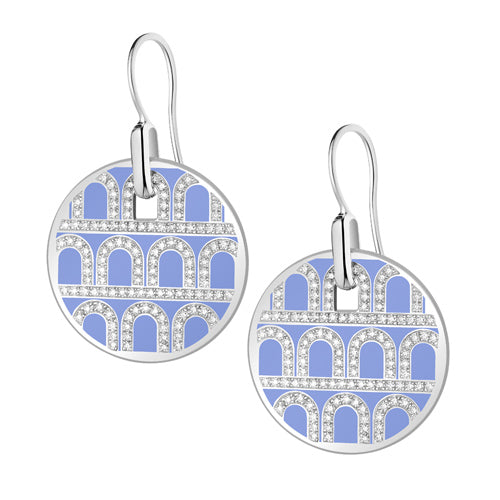 L'Arc de DAVIDOR Pendant Earring GM, 18k White Gold with Lacquered Ceramic and Palais Diamonds - DAVIDOR