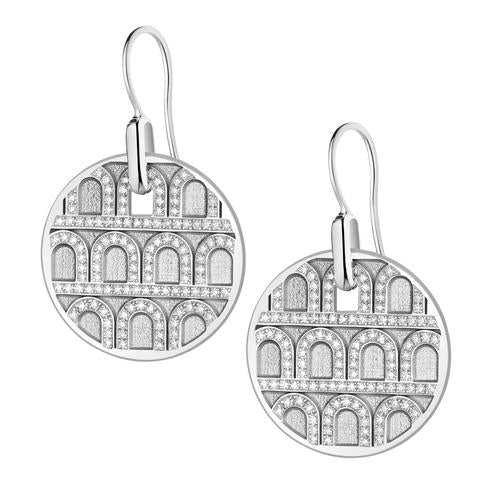 L'Arc de DAVIDOR Pendant Earring GM, 18k White Gold with Satin Finish and Palais Diamonds - DAVIDOR