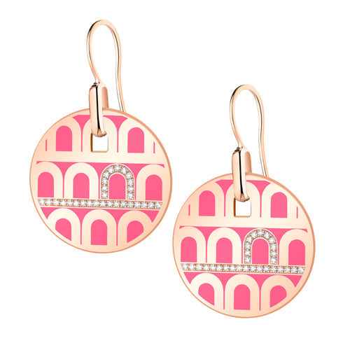 L'Arc de DAVIDOR Pendant Earring GM, 18k Rose Gold with Lacquered Ceramic and Porta Diamonds - DAVIDOR