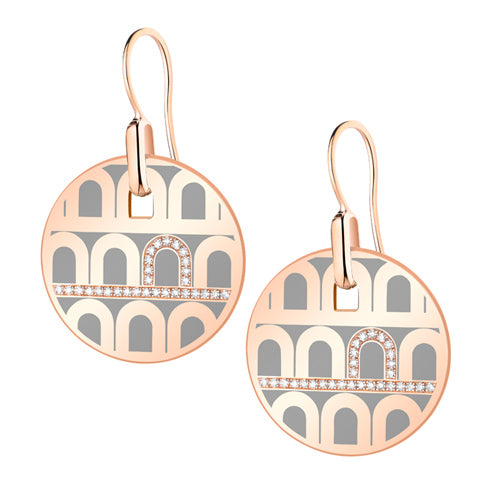 L'Arc de DAVIDOR Pendant Earring GM, 18k Rose Gold with Lacquered Ceramic and Porta Diamonds - DAVIDOR