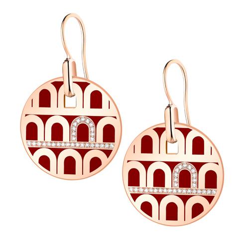 L'Arc de DAVIDOR Pendant Earring GM, 18k Rose Gold with Lacquered Ceramic and Porta Diamonds - DAVIDOR