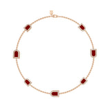 L'Arc Voyage Necklace, 18k Rose Gold with 4 MM and 3 GM Motifs, with DAVIDOR Bordeaux Lacquered Ceramic and Galerie Diamonds - DAVIDOR
