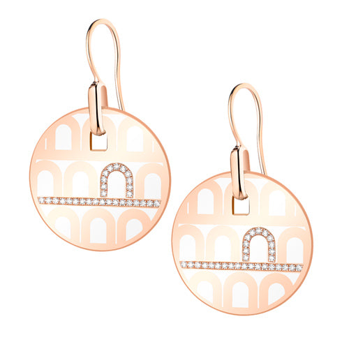 L'Arc de DAVIDOR Pendant Earring GM, 18k Rose Gold with Lacquered Ceramic and Porta Diamonds - DAVIDOR