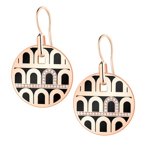 L'Arc de DAVIDOR Pendant Earring GM, 18k Rose Gold with Lacquered Ceramic and Porta Diamonds - DAVIDOR