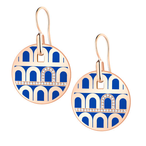 L'Arc de DAVIDOR Pendant Earring GM, 18k Rose Gold with Lacquered Ceramic and Porta Diamonds - DAVIDOR