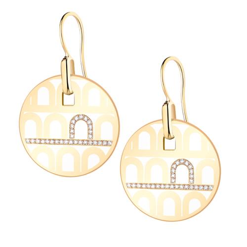 L'Arc de DAVIDOR Pendant Earring GM, 18k Yellow Gold with Lacquered Ceramic and Porta Diamonds - DAVIDOR