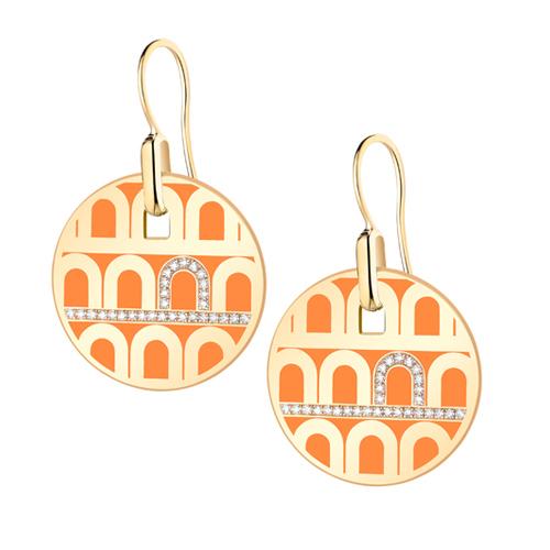 L'Arc de DAVIDOR Pendant Earring GM, 18k Yellow Gold with Lacquered Ceramic and Porta Diamonds - DAVIDOR