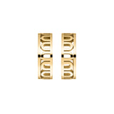 L’Arc Treille Creole Earring PM Mini, 18k Yellow Gold, features a cut-out geometric design and is displayed on a white background.