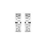 The L’Arc Treille Creole Earring PM Mini, 18k White Gold, features a cut-out geometric design in silver hoops, shown on a white background.