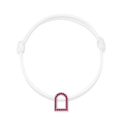 L'Arc Voyage Charm MM, 18k White Gold with Galerie Rubies on Silk Cord - DAVIDOR