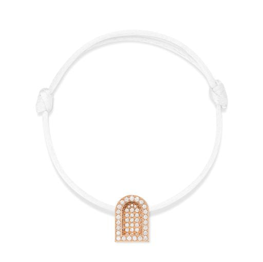 L'Arc Voyage Charm GM, 18k Rose Gold with Colisée Diamonds on Silk Cord - DAVIDOR