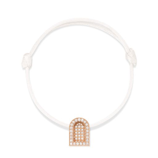 L'Arc Voyage Charm GM, 18k Rose Gold with Colisée Diamonds on Silk Cord - DAVIDOR