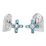 Arch Florale Cufflink, 18k White Gold with DAVIDOR Arch Cut Aquamarines and Brilliant Diamonds - DAVIDOR