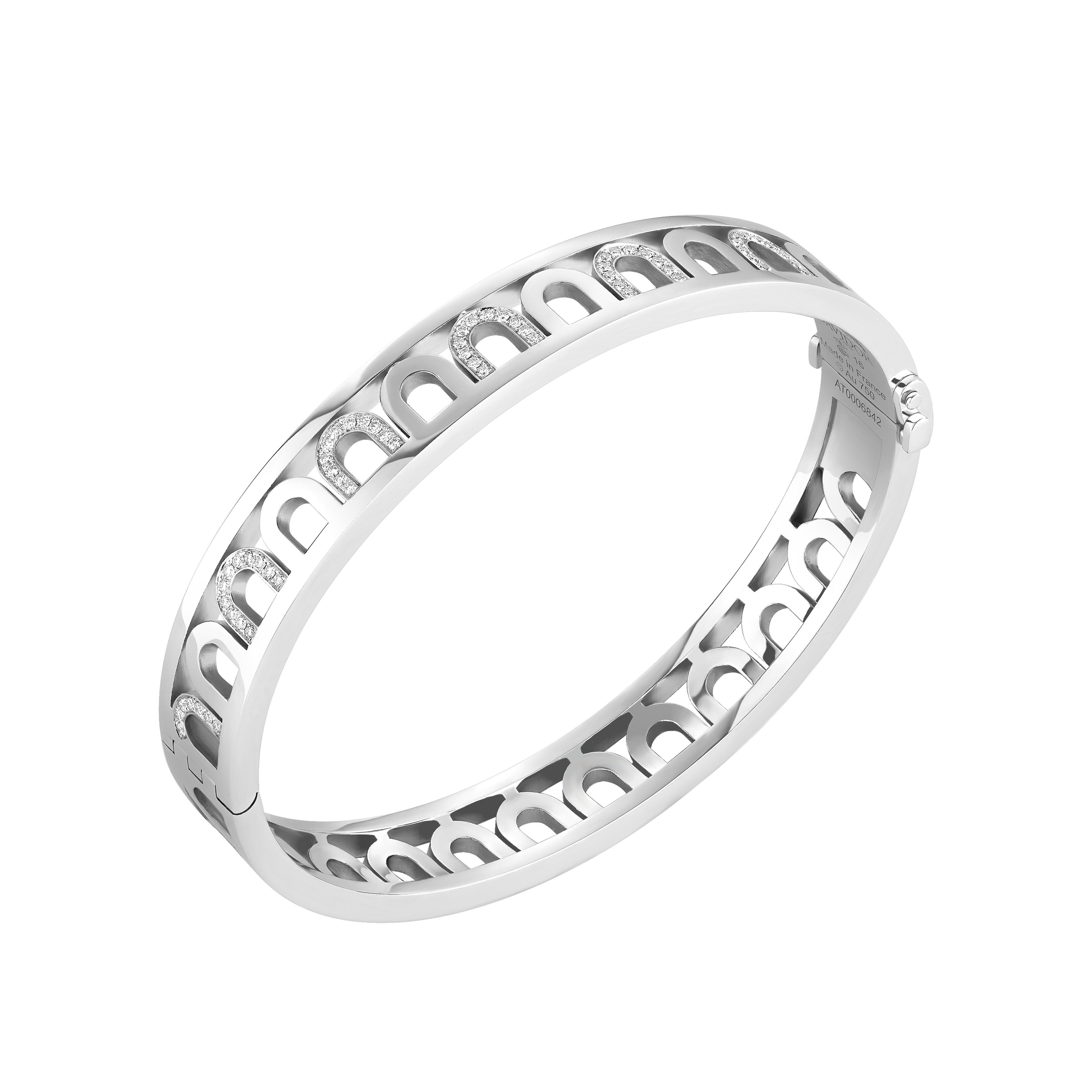 L'Arc Treille Bangle MM, 18k White Gold with Colonnato Diamonds - DAVIDOR
