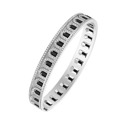 L'Arc Deco Bangle in Platinum with DAVIDOR Arch Cut Black Spinel and Brilliant Diamonds - DAVIDOR