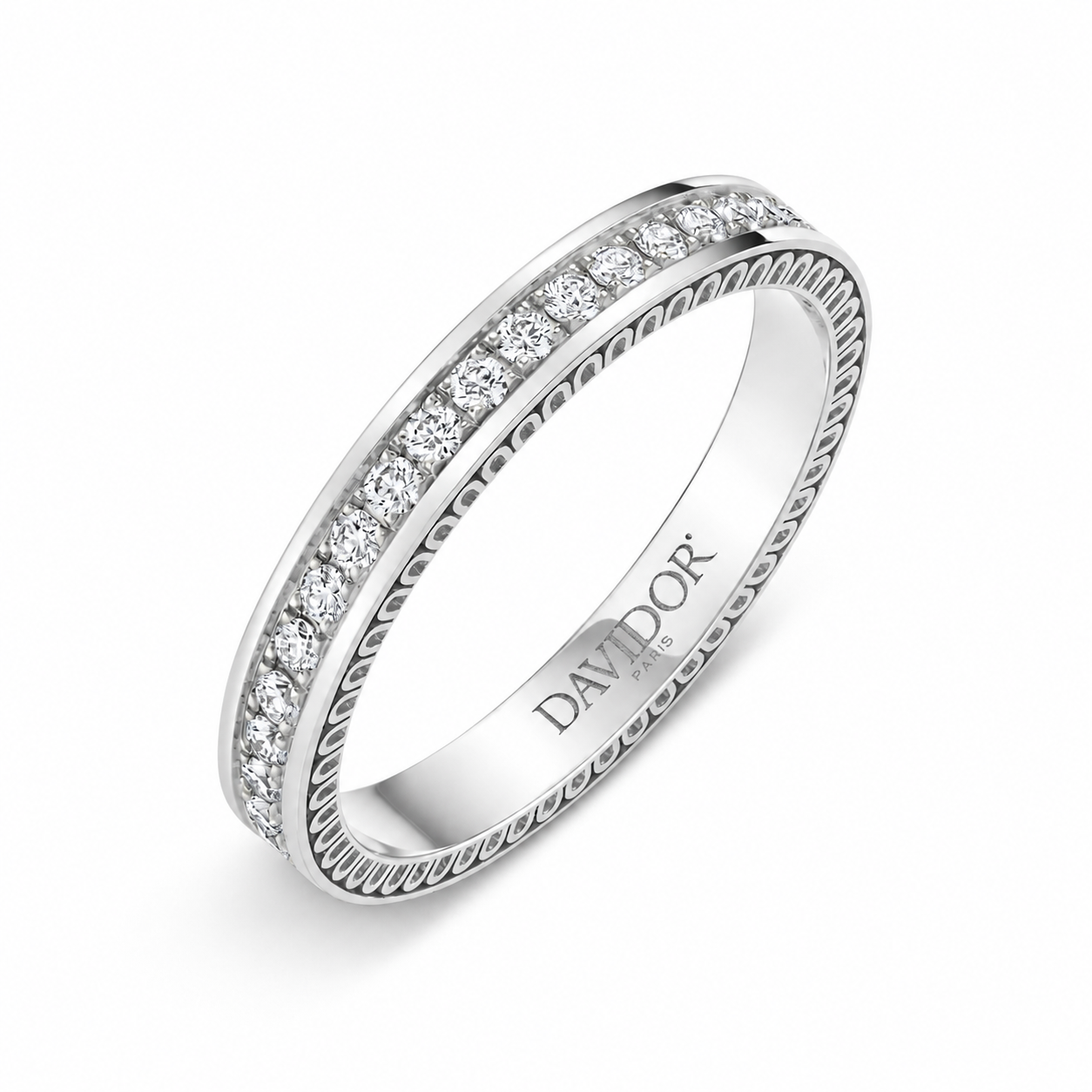 L'Arc Détail Ring PM, 18k White Gold with Brilliant Diamonds - DAVIDOR