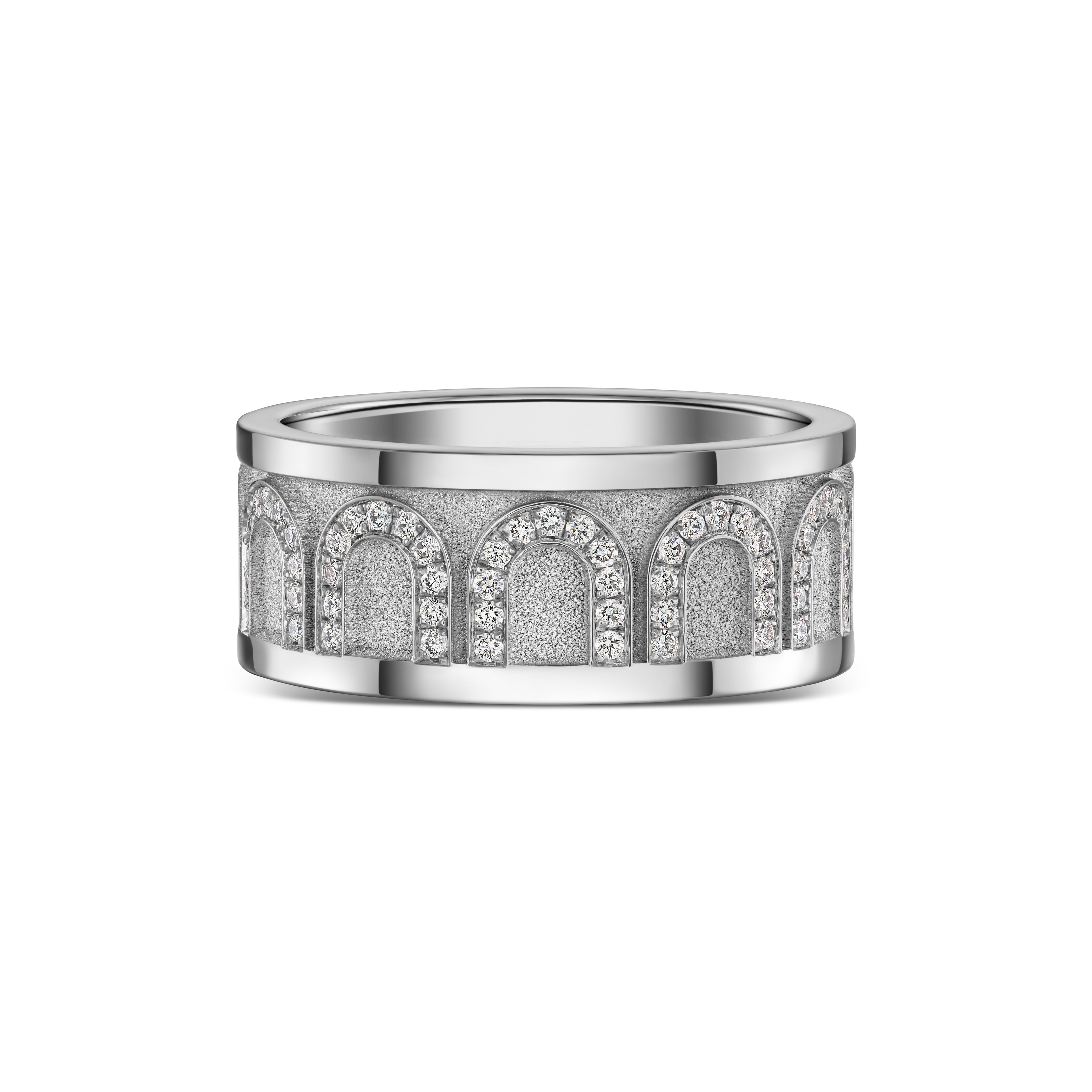 L'Arc de DAVIDOR Ring GM, 18k White Gold with Satin Finish and Arcade Diamonds - DAVIDOR