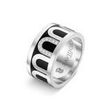 L'Arc de DAVIDOR Ring GM, 18k White Gold with Caviar Lacquered Ceramic and Porta Simple Diamonds - DAVIDOR