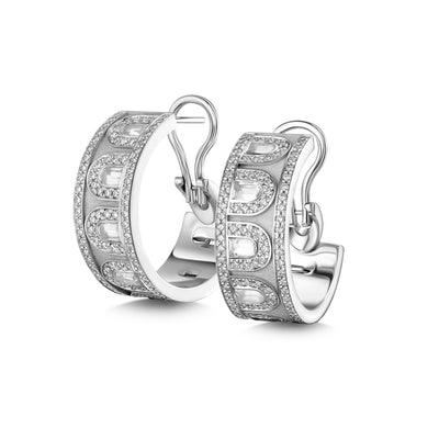 L’Arc Deco Creole Earring PM, 18k White Gold with DAVIDOR Arch Cut Diamonds and Brilliant Diamonds - DAVIDOR