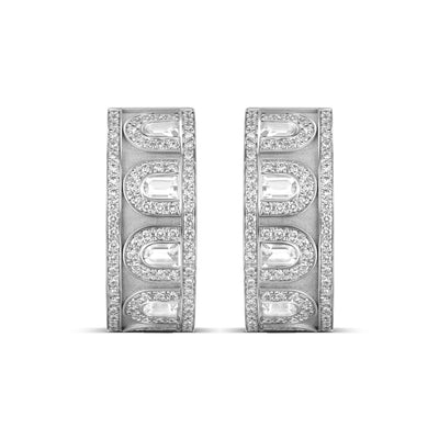 L’Arc Deco Creole Earring PM, 18k White Gold with DAVIDOR Arch Cut Diamonds and Brilliant Diamonds - DAVIDOR