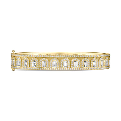 L'Arc Deco Bangle, 18k Yellow Gold with DAVIDOR Arch Cut Diamonds and Brilliant Diamonds - DAVIDOR