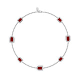 L'Arc Voyage Necklace, 18k White Gold with 7 MM and GM Motifs, with DAVIDOR Bordeaux Lacquered Ceramic and Galerie Diamonds - DAVIDOR