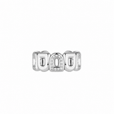 The Pop Arc Inverse Ring MM in 18k white gold features a repeating architectural arch motif, with select arcs adorned with demi diamonds, displayed against a plain white background.