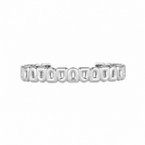 The Pop Arc Inverse Bangle MM in 18k white gold features repeating rectangular hollow links inspired by 1960’s Pop Art, shown on a plain white background.