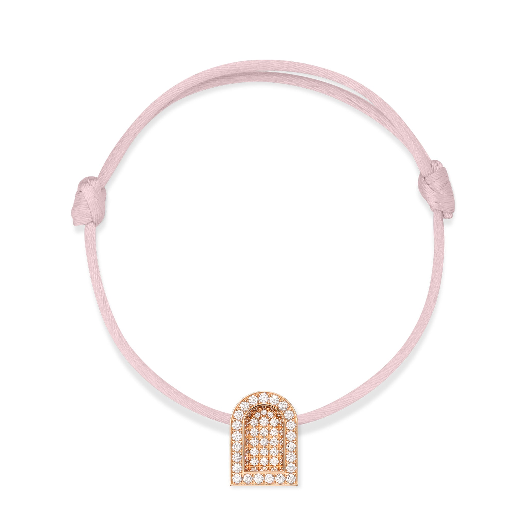 L'Arc Voyage Charm GM, 18k Rose Gold with Colisée Diamonds on Silk Cord - DAVIDOR