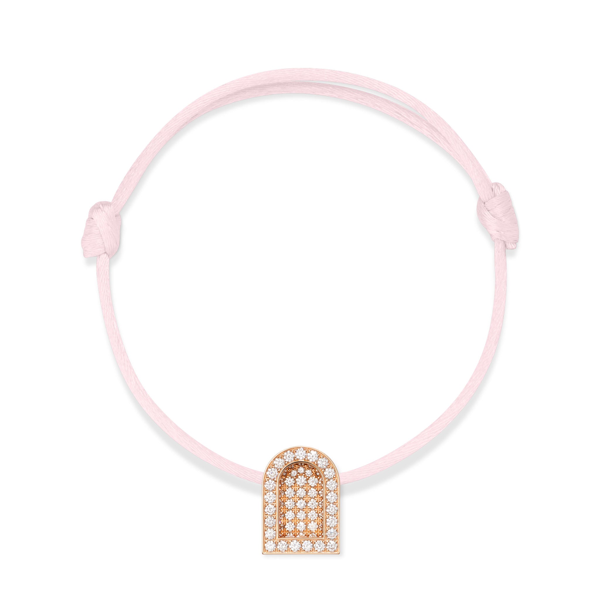 L'Arc Voyage Charm GM, 18k Rose Gold with Colisée Diamonds on Silk Cord - DAVIDOR