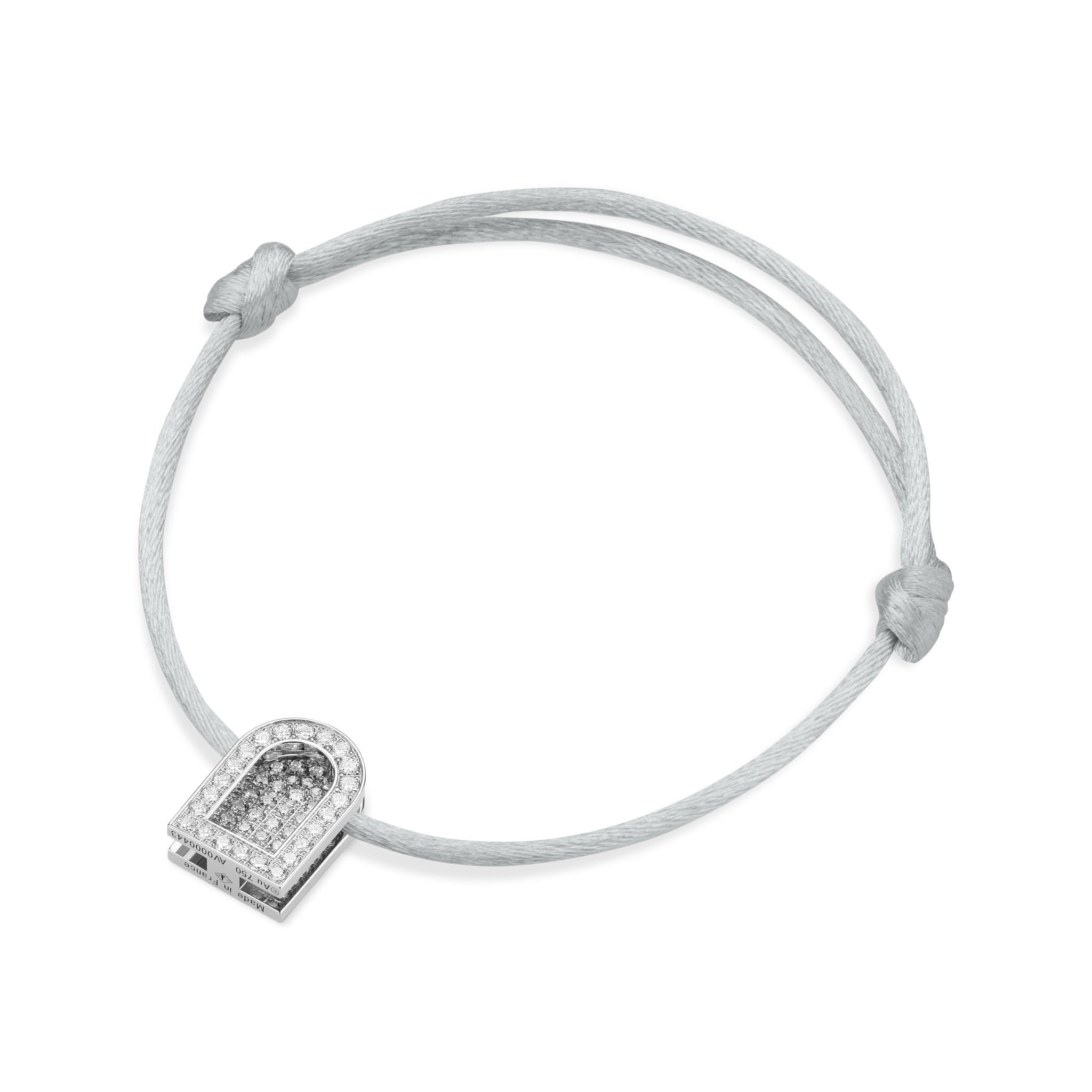 L'Arc Voyage Charm GM, 18k White Gold with Colisée Diamonds on Silk Cord - DAVIDOR