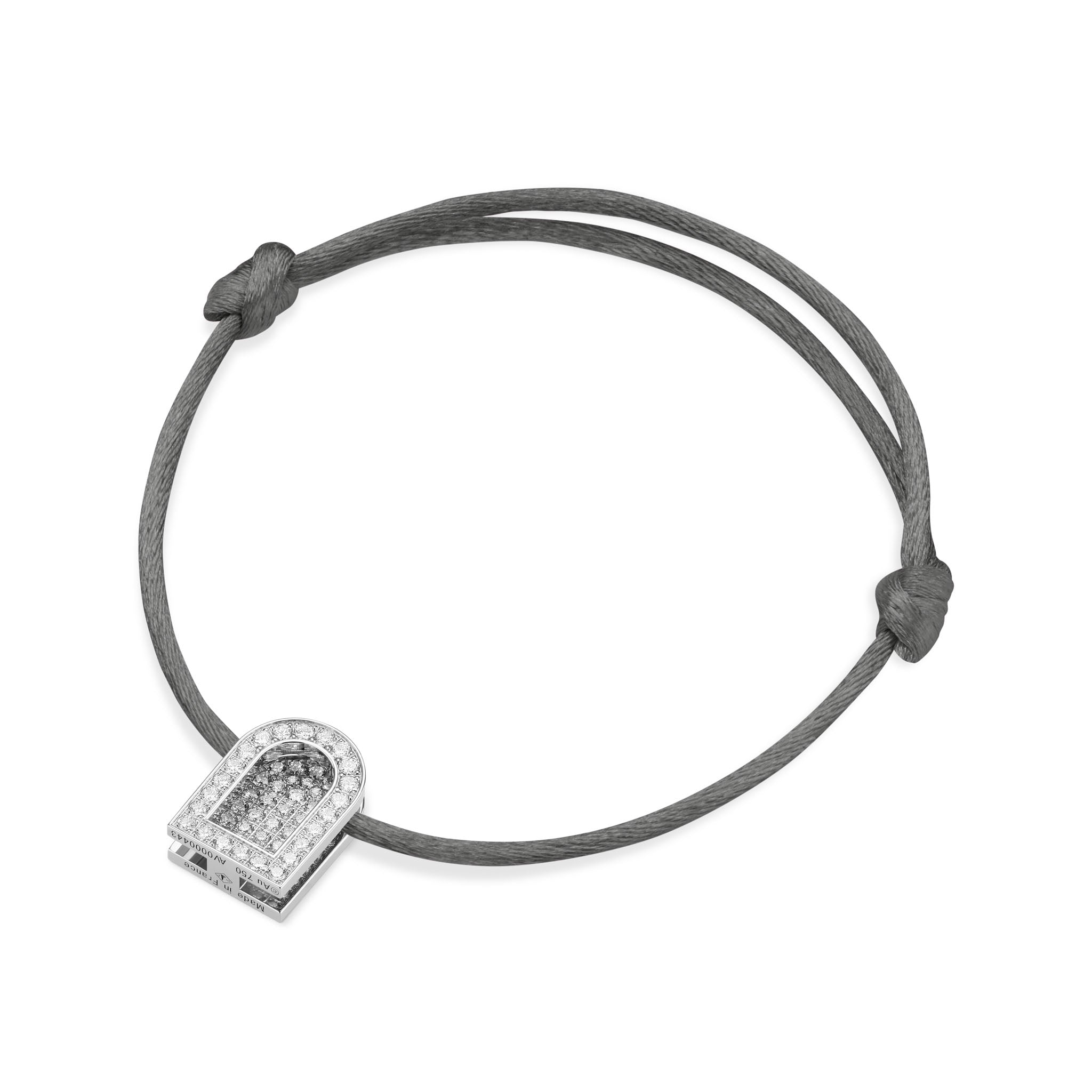 L'Arc Voyage Charm GM, 18k White Gold with Colisée Diamonds on Silk Cord - DAVIDOR