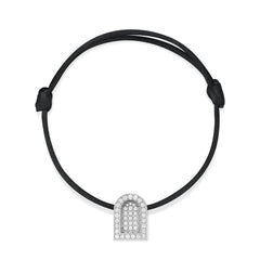 L'Arc Voyage Charm GM, 18k White Gold with Colisée Diamonds on Silk Cord - DAVIDOR