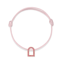 L'Arc Voyage Charm MM, 18k Rose Gold with Galerie Pink Sapphires on Silk Cord - DAVIDOR