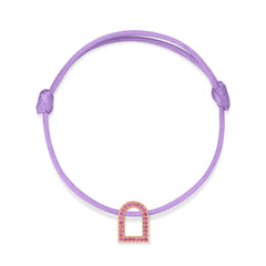 L'Arc Voyage Charm MM, 18k Rose Gold with Galerie Pink Sapphires on Silk Cord - DAVIDOR