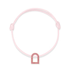 L'Arc Voyage Charm MM, 18k Rose Gold with Galerie Pink Sapphires on Silk Cord - DAVIDOR