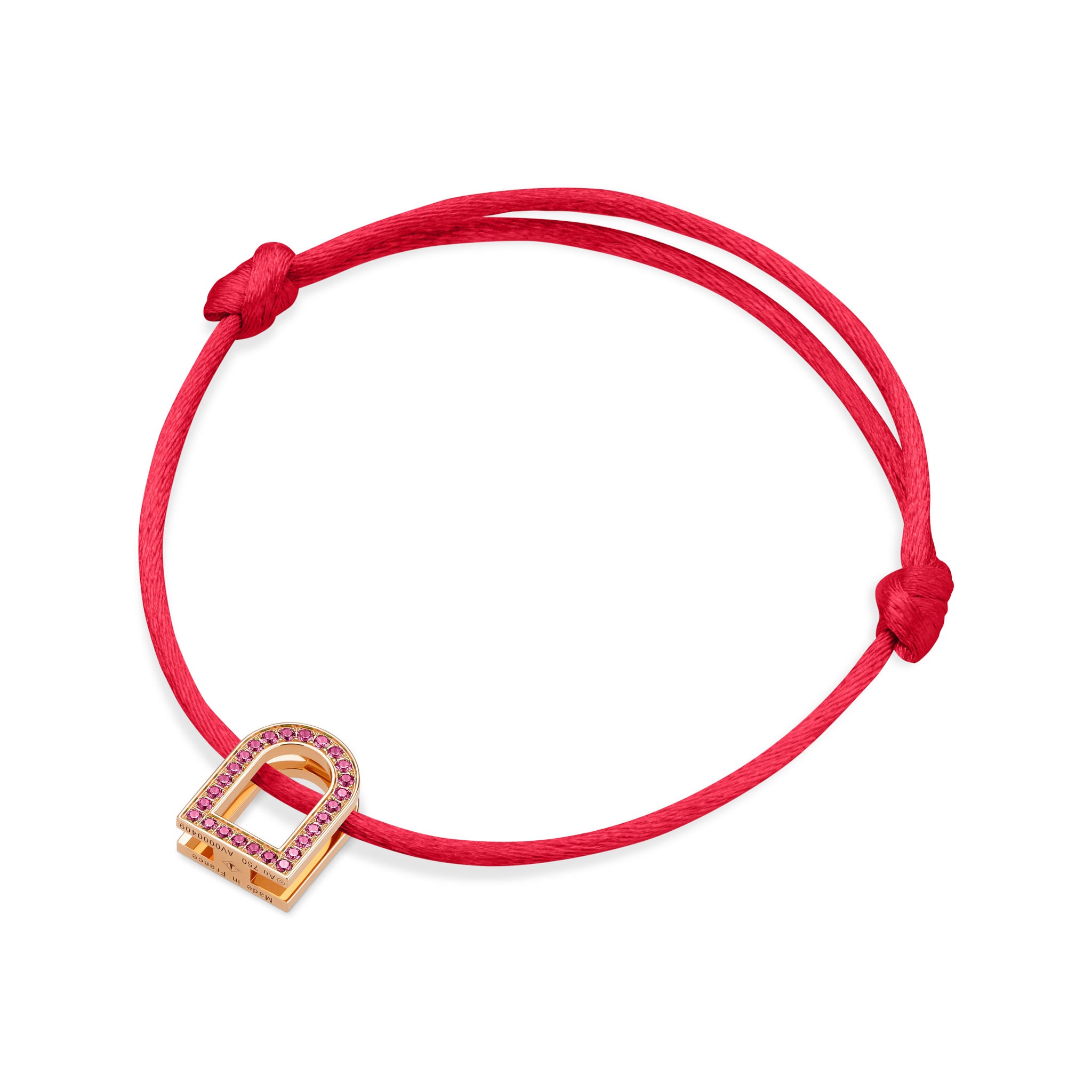 L'Arc Voyage Charm MM, 18k Rose Gold with Galerie Pink Sapphires on Silk Cord - DAVIDOR