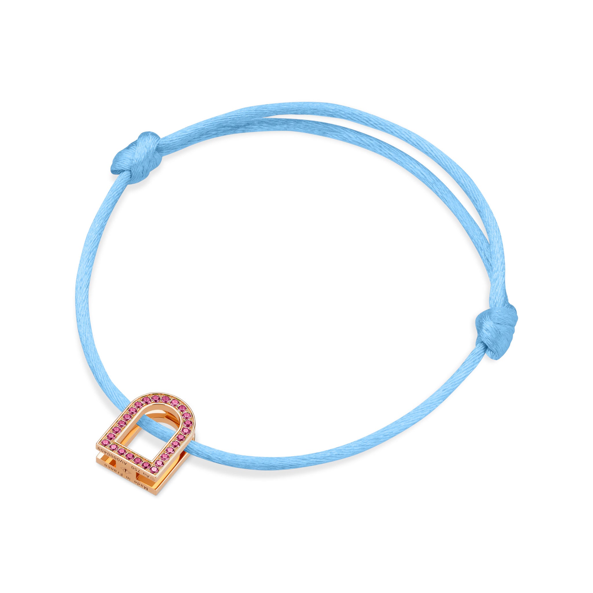 L'Arc Voyage Charm MM, 18k Rose Gold with Galerie Pink Sapphires on Silk Cord - DAVIDOR