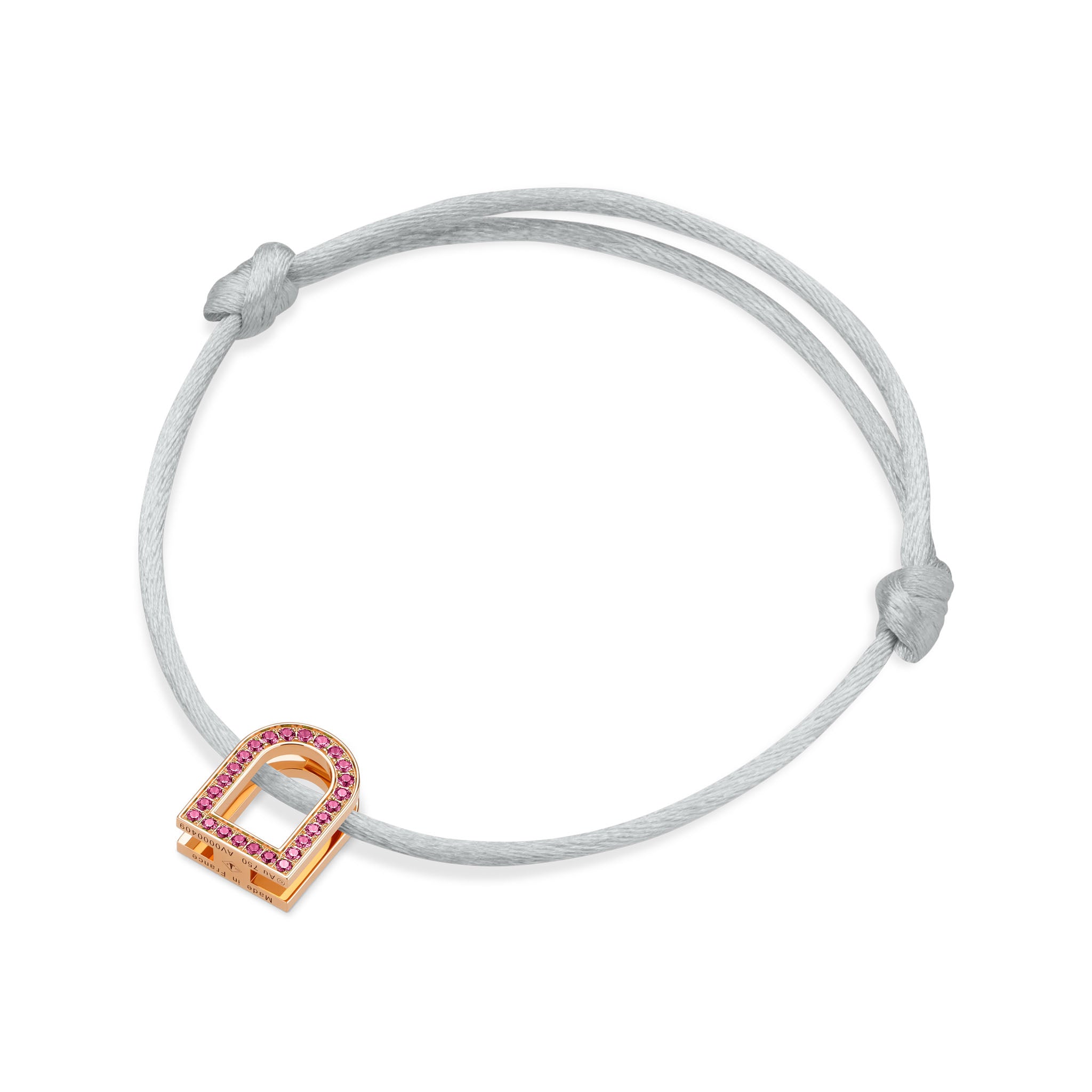 L'Arc Voyage Charm MM, 18k Rose Gold with Galerie Pink Sapphires on Silk Cord - DAVIDOR